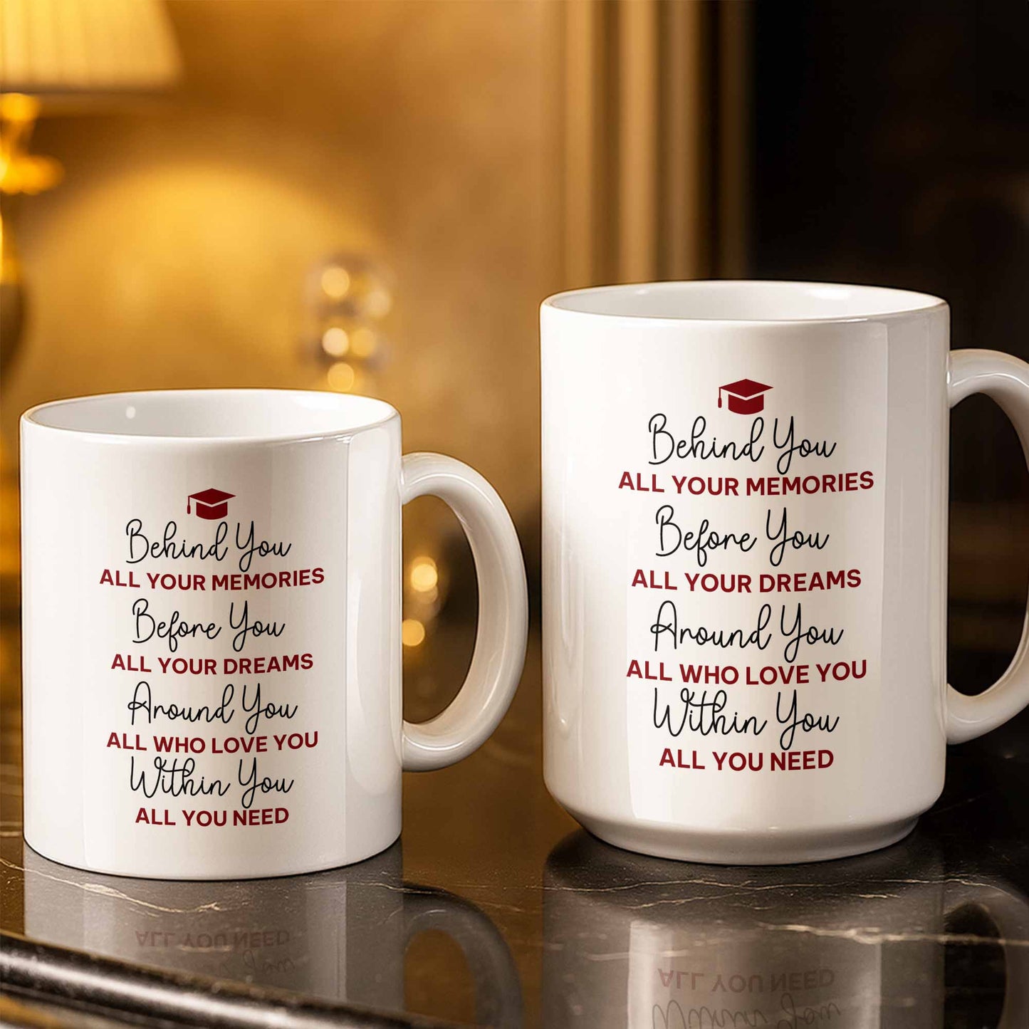 Behind You All Your Memories Graduation Cap And Diploma - Personalized Custom Coffee Mug - GRAD451_MG