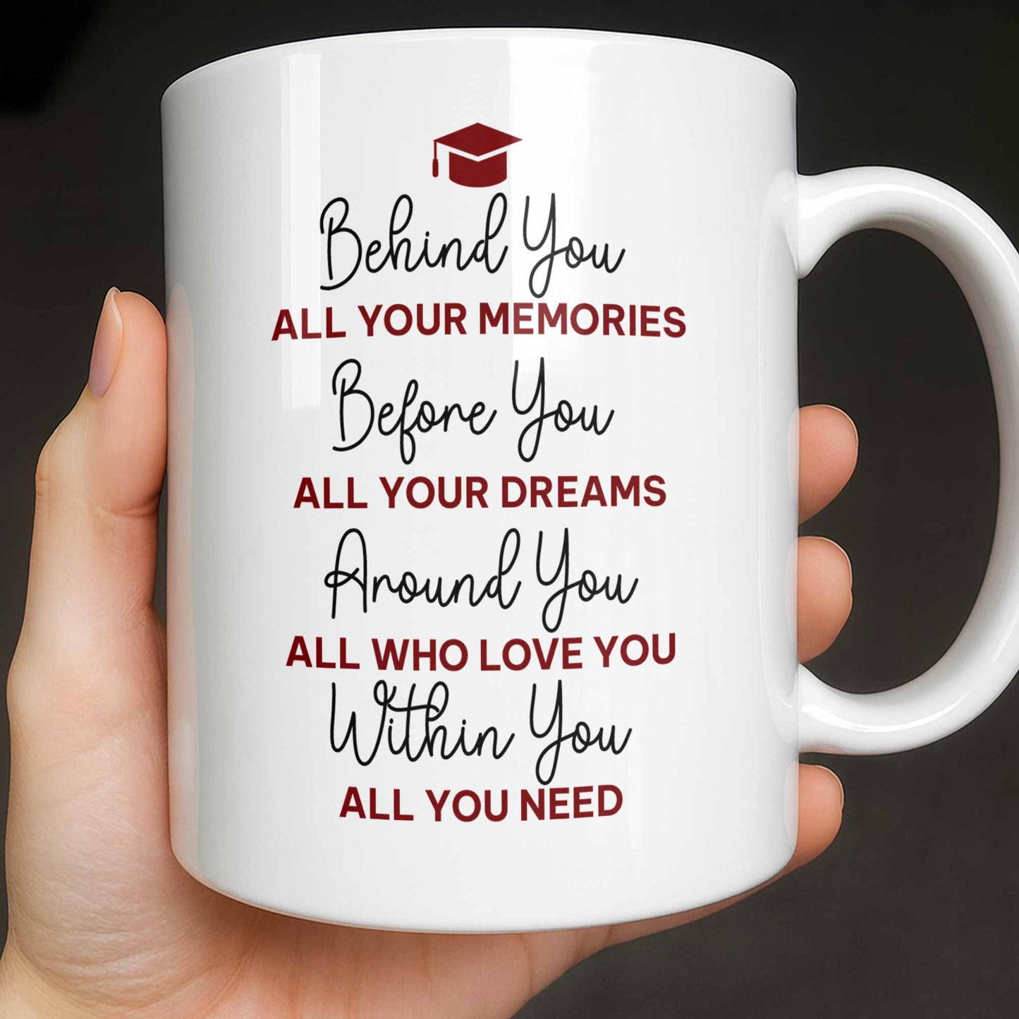 Behind You All Your Memories Graduation Cap And Diploma - Personalized Custom Coffee Mug - GRAD451_MG