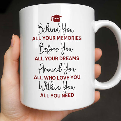 Behind You All Your Memories Graduation Cap And Diploma - Personalized Custom Coffee Mug - GRAD451_MG