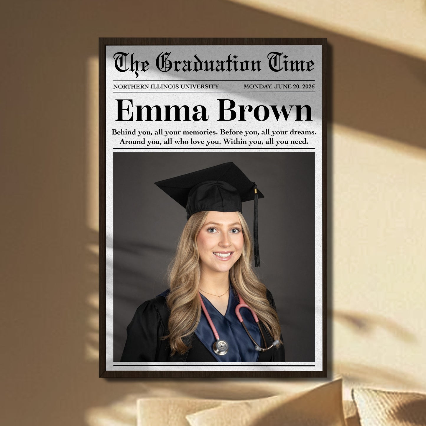 The Graduation Time Behind You All Your Memories Newspaper Style Graduation Photo - Personalized Custom Vertical Poster - GRAD452_VPOS
