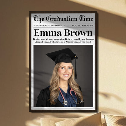 The Graduation Time Behind You All Your Memories Newspaper Style Graduation Photo - Personalized Custom Vertical Poster - GRAD452_VPOS
