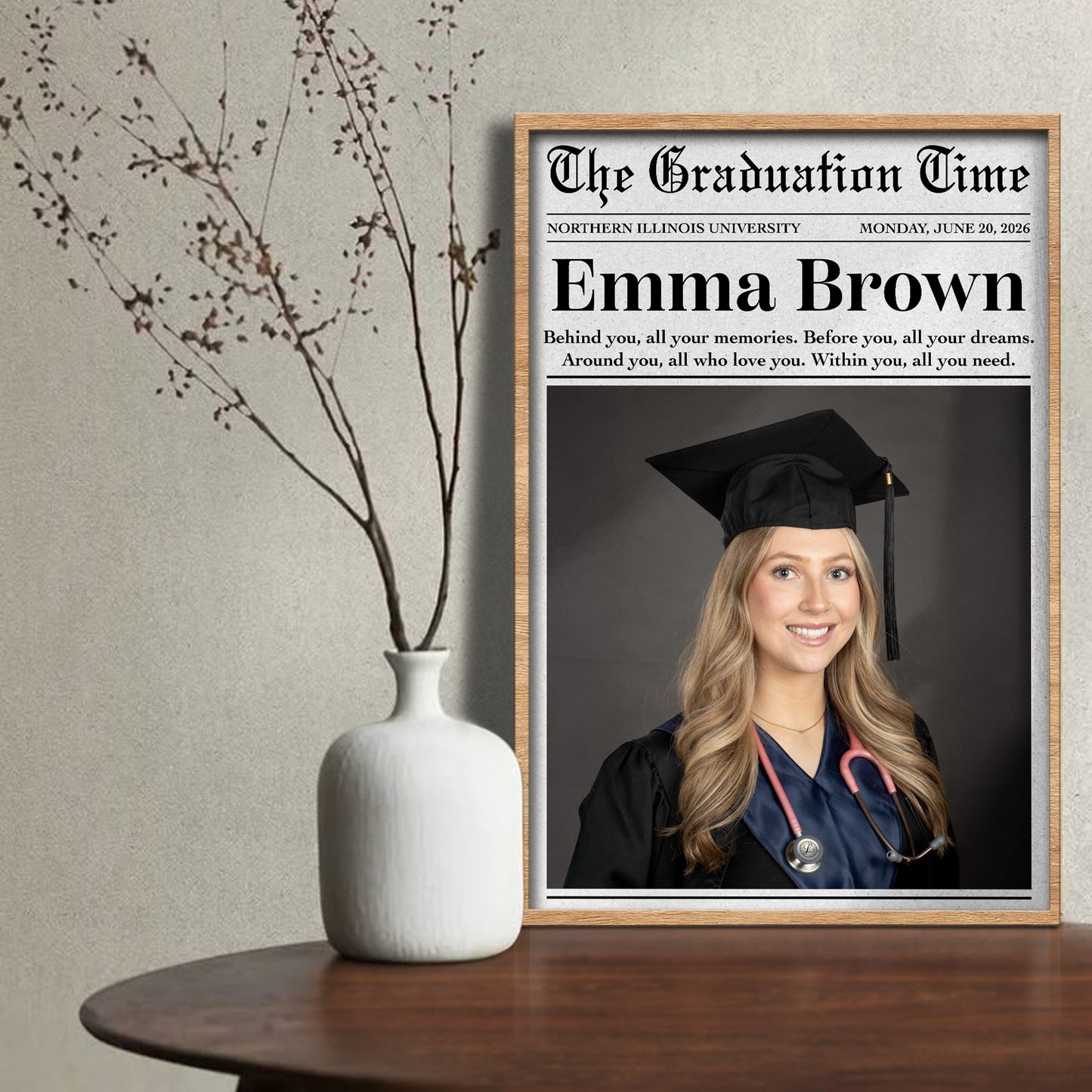 The Graduation Time Behind You All Your Memories Newspaper Style Graduation Photo - Personalized Custom Vertical Poster - GRAD452_VPOS