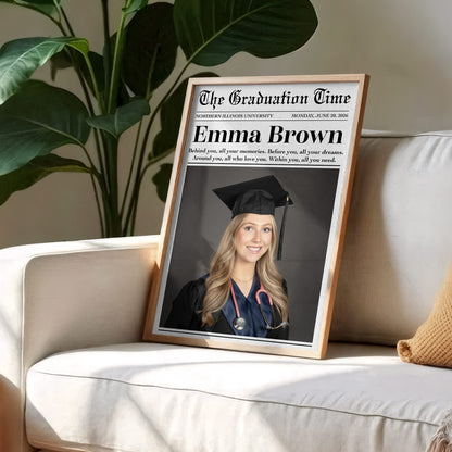 The Graduation Time Behind You All Your Memories Newspaper Style Graduation Photo - Personalized Custom Vertical Poster - GRAD452_VPOS