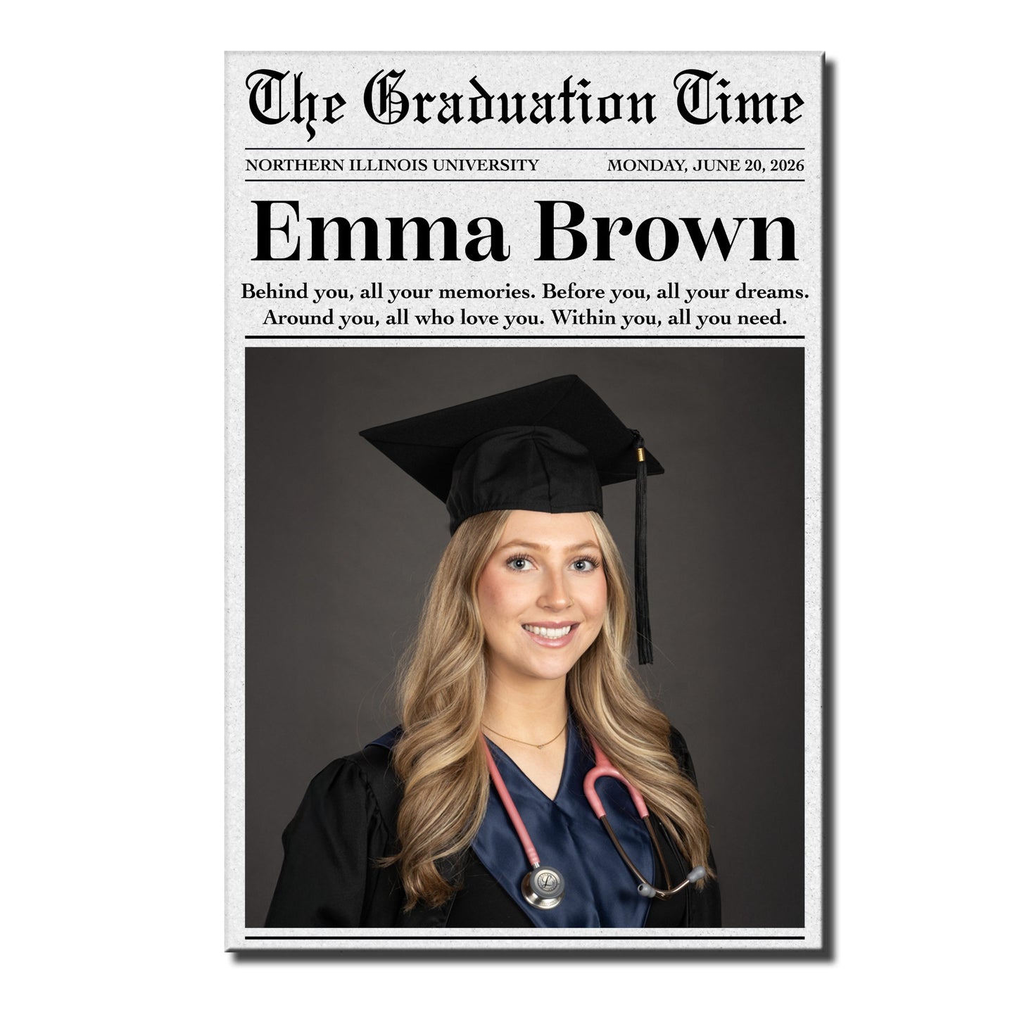 The Graduation Time Behind You All Your Memories Newspaper Style Graduation Photo - Personalized Custom Vertical Poster - GRAD452_VPOS