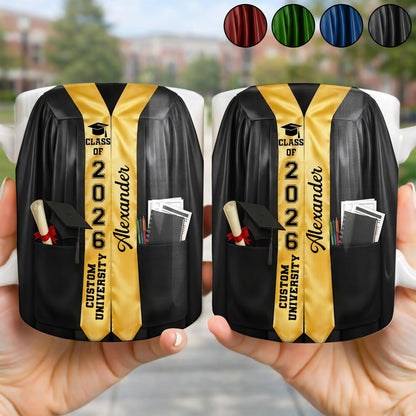 Class Of University Graduation Gown And Diploma - Personalized Custom Coffee Mug - GRAD454_MG