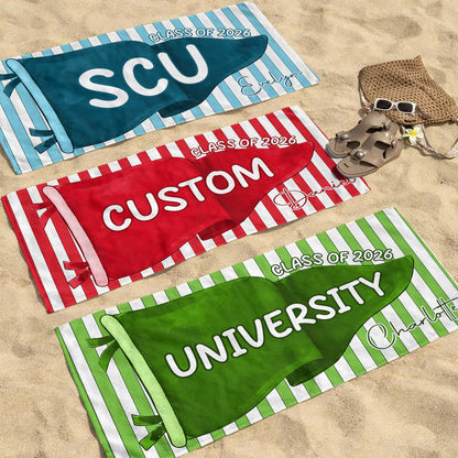 Personalized College Beach Towel - Personalized Beach Towel - GRAD472_BETO