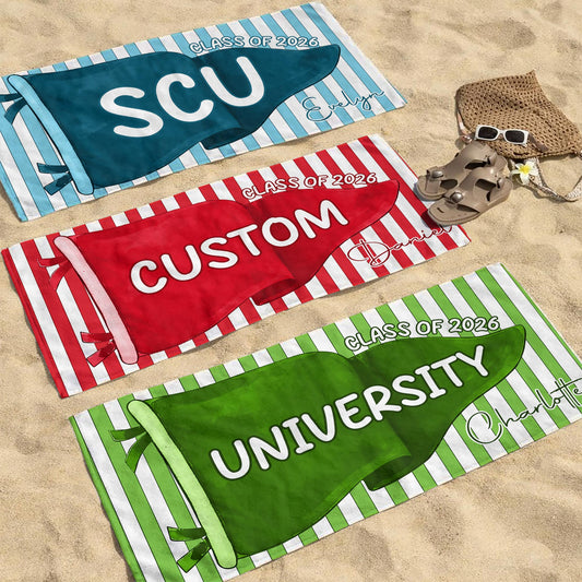 Personalized College Beach Towel - Personalized Beach Towel - GRAD472_BETO