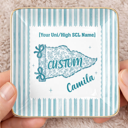 University Of Southern California USC Pennant Flag With Stripes - Personalized Custom Jewelry Dish, Ceramic Dish, Square Shape - GRAD480_SCRF