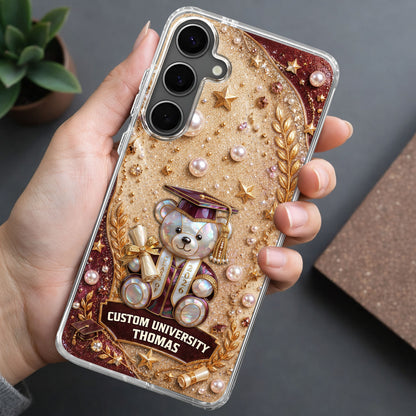 Custom University Graduation Bear Pearls - Personalized Clear Phone Case - GRAD519_PHC