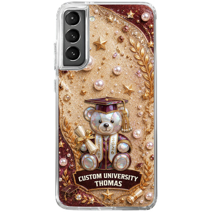 Custom University Graduation Bear Pearls - Personalized Clear Phone Case - GRAD519_PHC