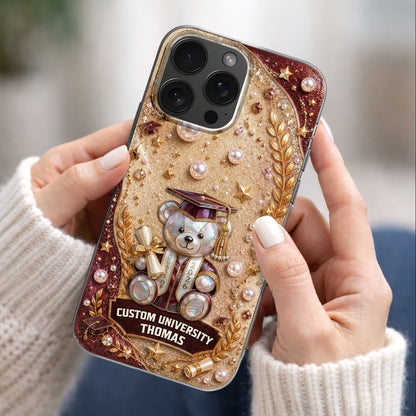 Custom University Graduation Bear Pearls - Personalized Clear Phone Case - GRAD519_PHC