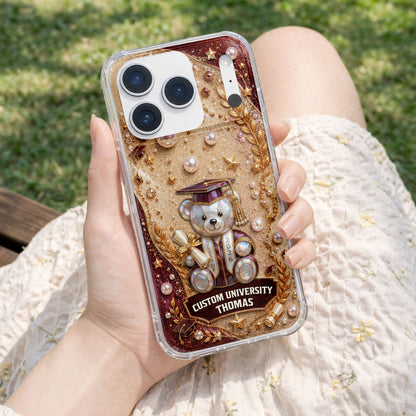 Custom University Graduation Bear Pearls - Personalized Clear Phone Case - GRAD519_PHC