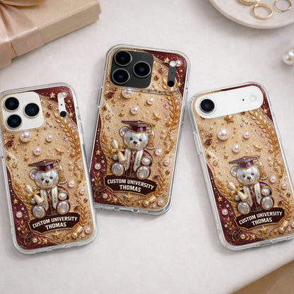 Custom University Graduation Bear Pearls - Personalized Clear Phone Case - GRAD519_PHC