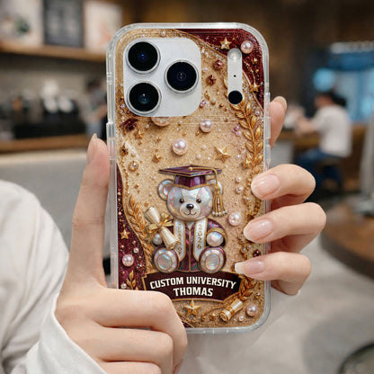 Custom University Graduation Bear Pearls - Personalized Clear Phone Case - GRAD519_PHC