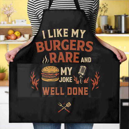 I like my burgers rare and my joke well done, Burger and Microphone
