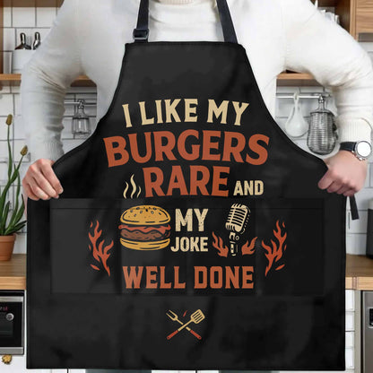 I like my burgers rare and my joke well done, Burger and Microphone