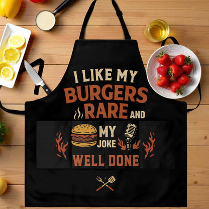 I like my burgers rare and my joke well done, Burger and Microphone
