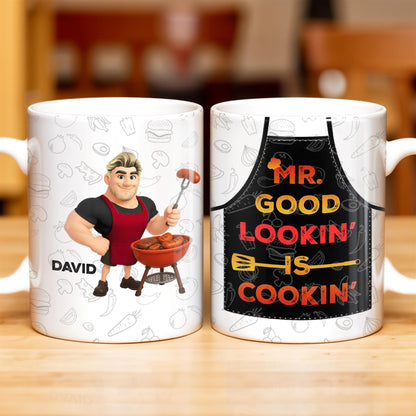 Mr. Good Lookin' Is Cookin' Apron And BBQ Grill Design