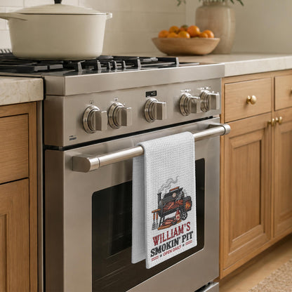 My Smokin' Pit Open Daily Custom Grill Kitchen Towel For BBQ Lovers - Personalized Kitchen Towel - GRILL029_TOWL