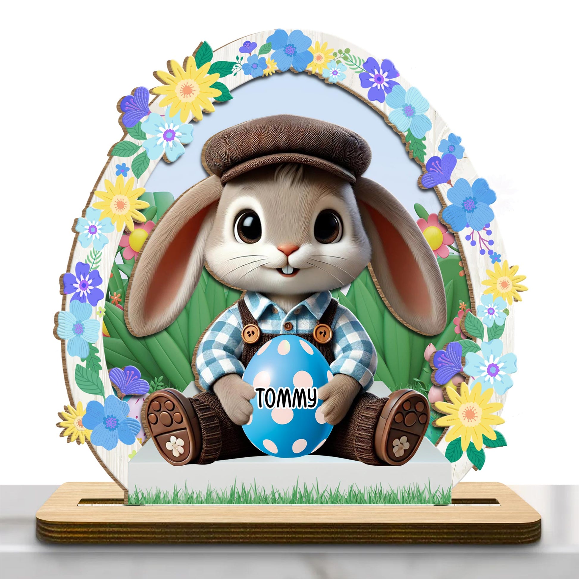 Celebrate Spring With Bunny, Flowers And Easter Egg