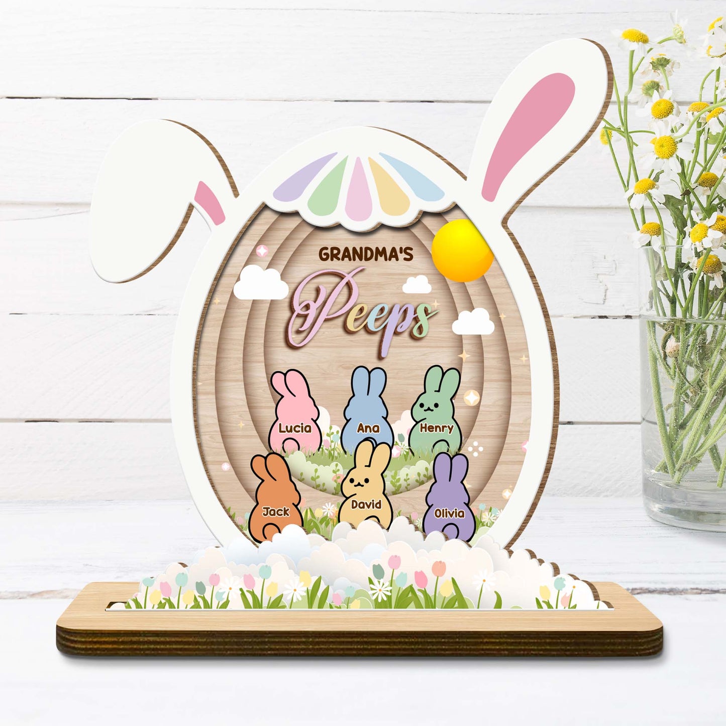 Grandma's Peeps, Bunny, Flowers, And Eggs