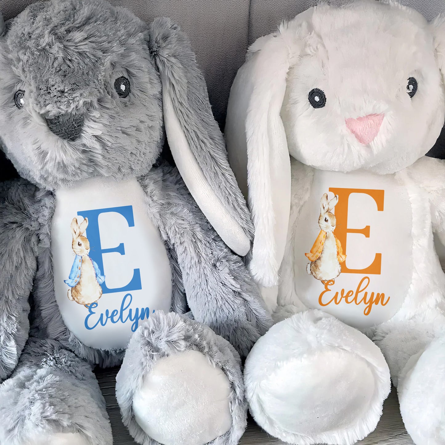 Cute Bunny With Monogrammed Letter And Custom Name