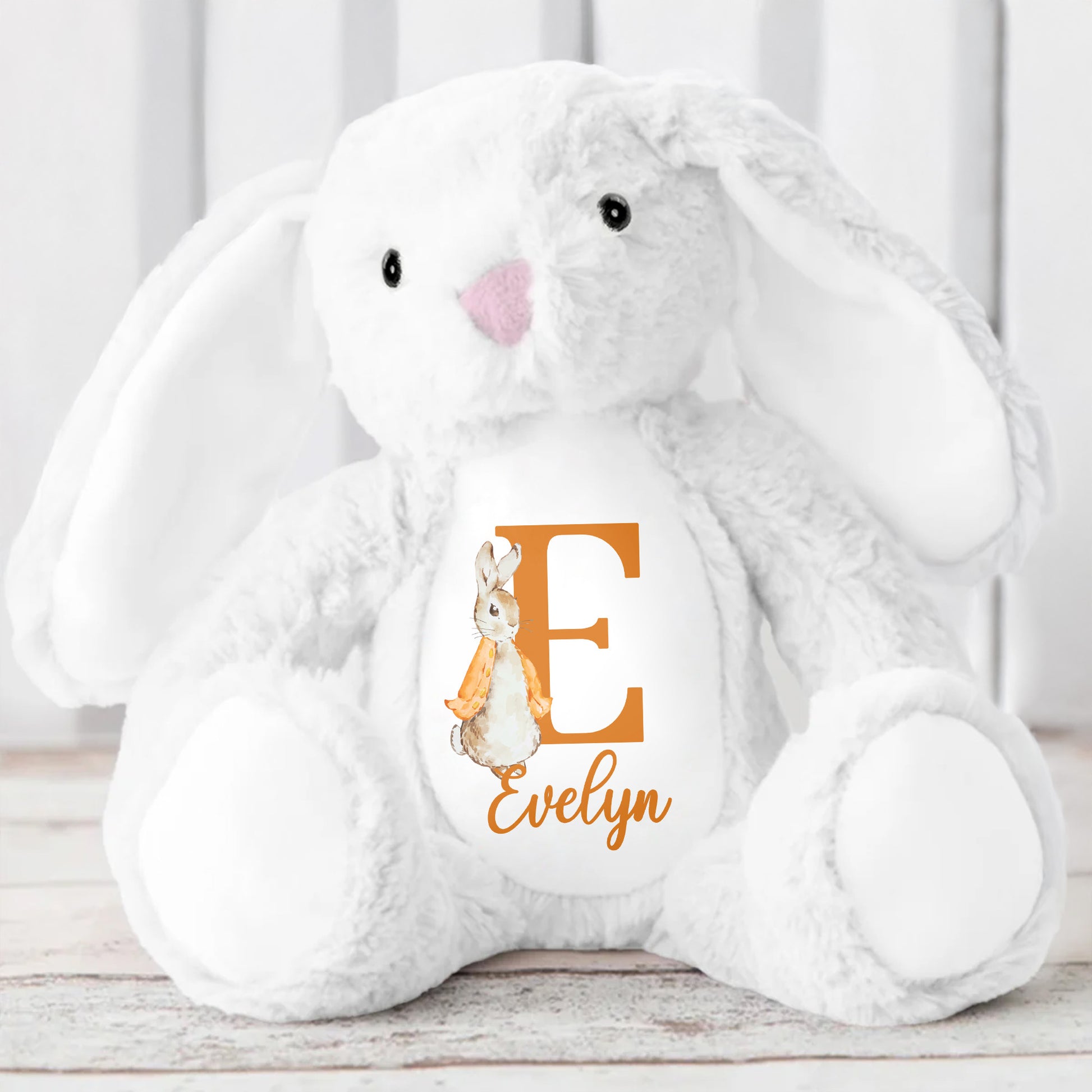 Cute Bunny With Monogrammed Letter And Custom Name