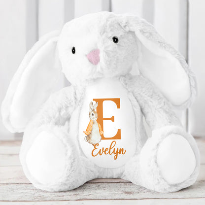 Cute Bunny With Monogrammed Letter And Custom Name