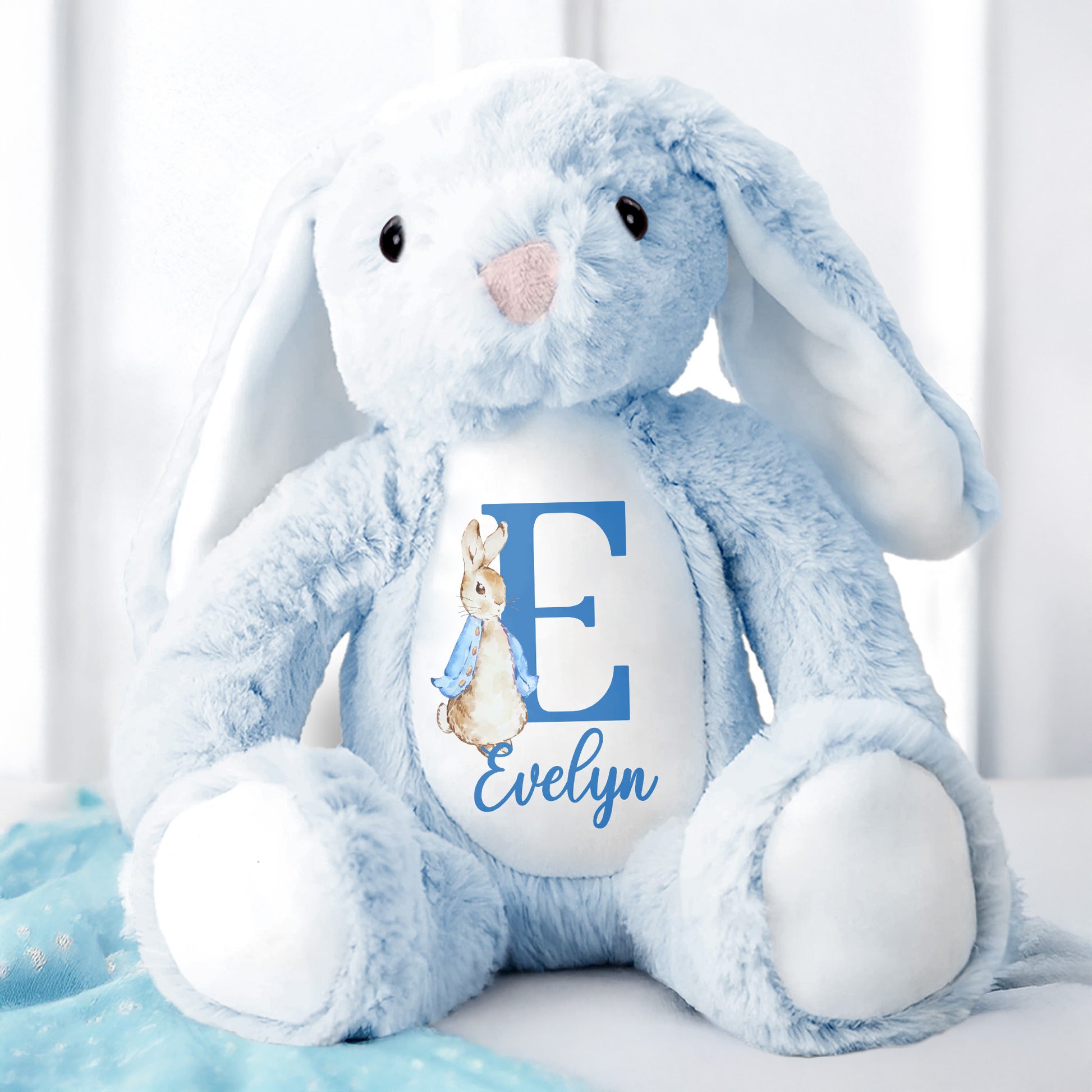 Cute Bunny With Monogrammed Letter And Custom Name