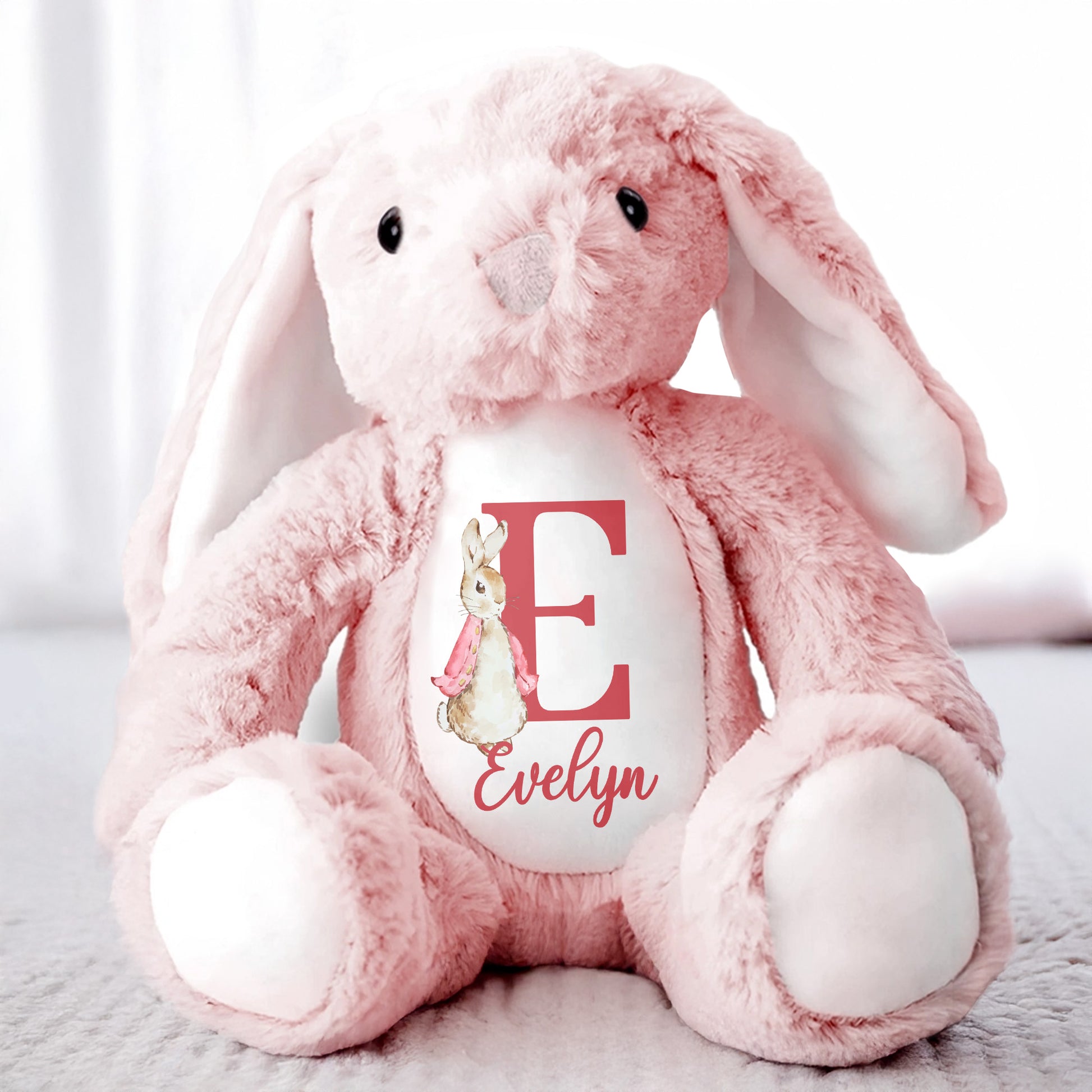 Cute Bunny With Monogrammed Letter And Custom Name