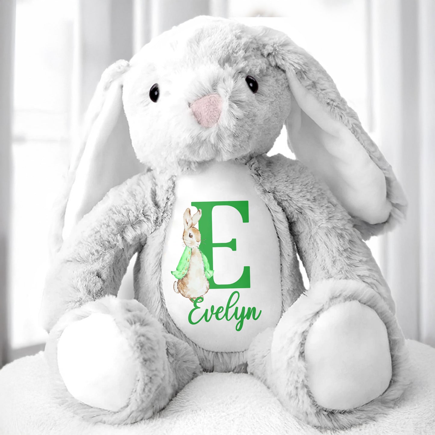 Cute Bunny With Monogrammed Letter And Custom Name