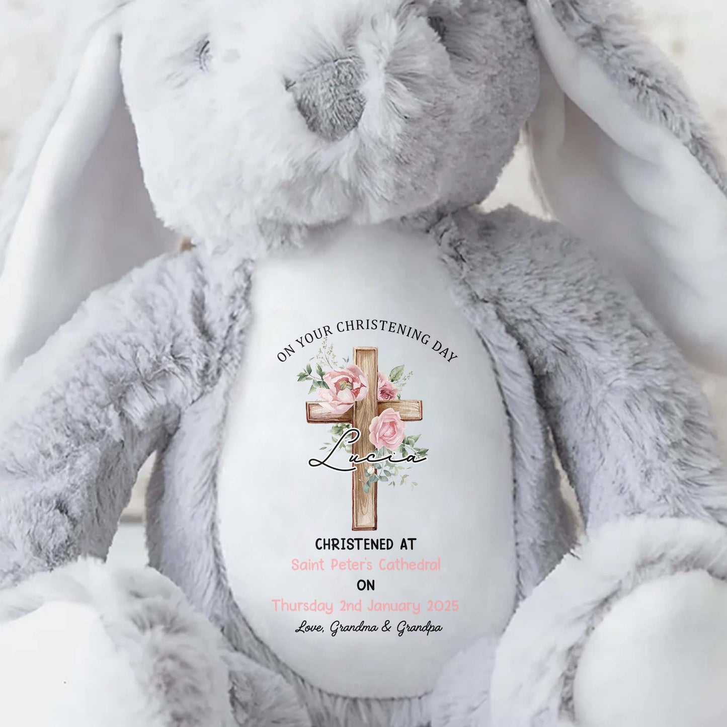 On Your Christening Day, Roses and Christian Cross