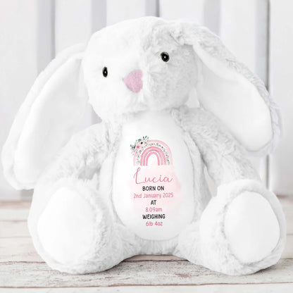 Celebrate The Joy Of A New Arrival, Rainbow And Flowers