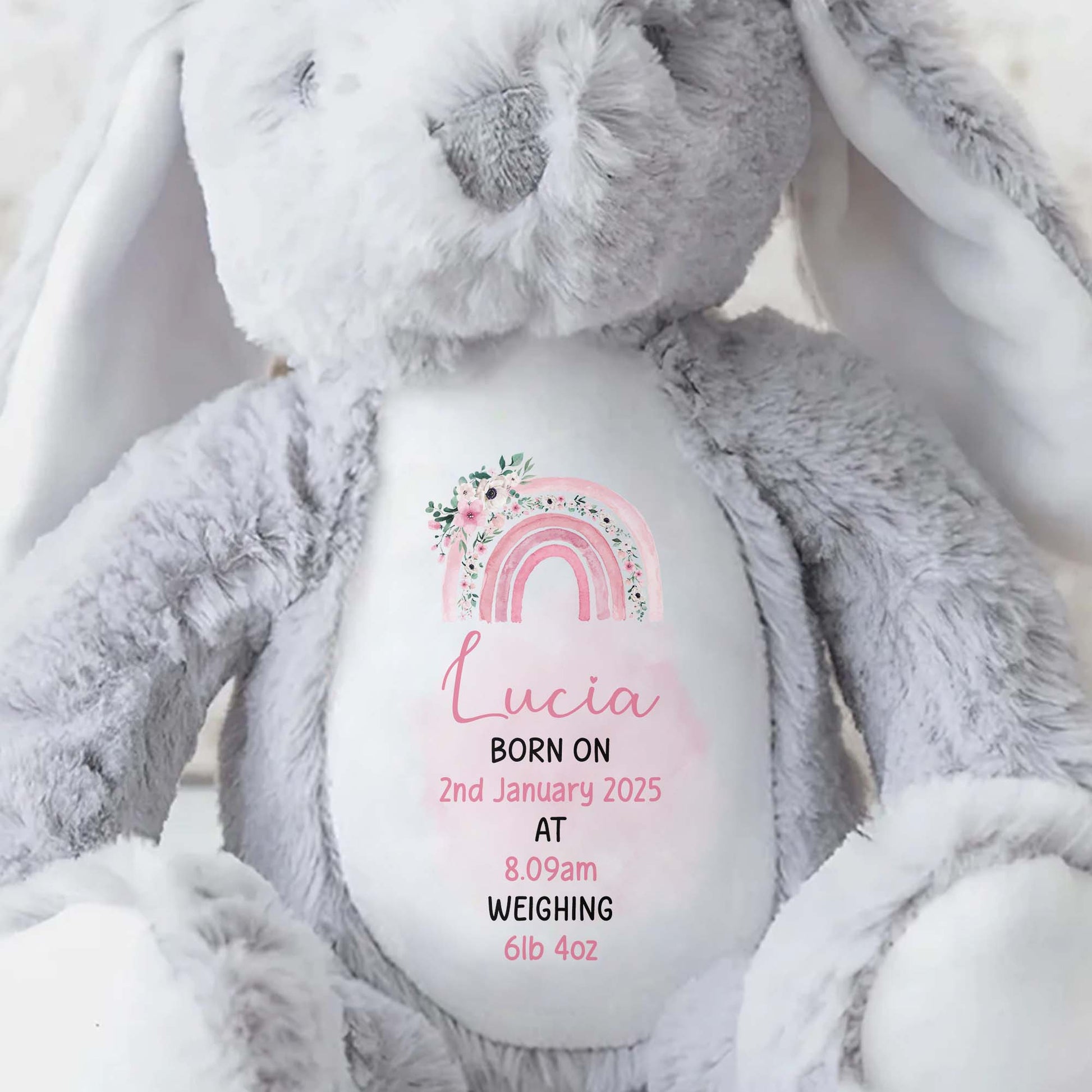 Celebrate The Joy Of A New Arrival, Rainbow And Flowers