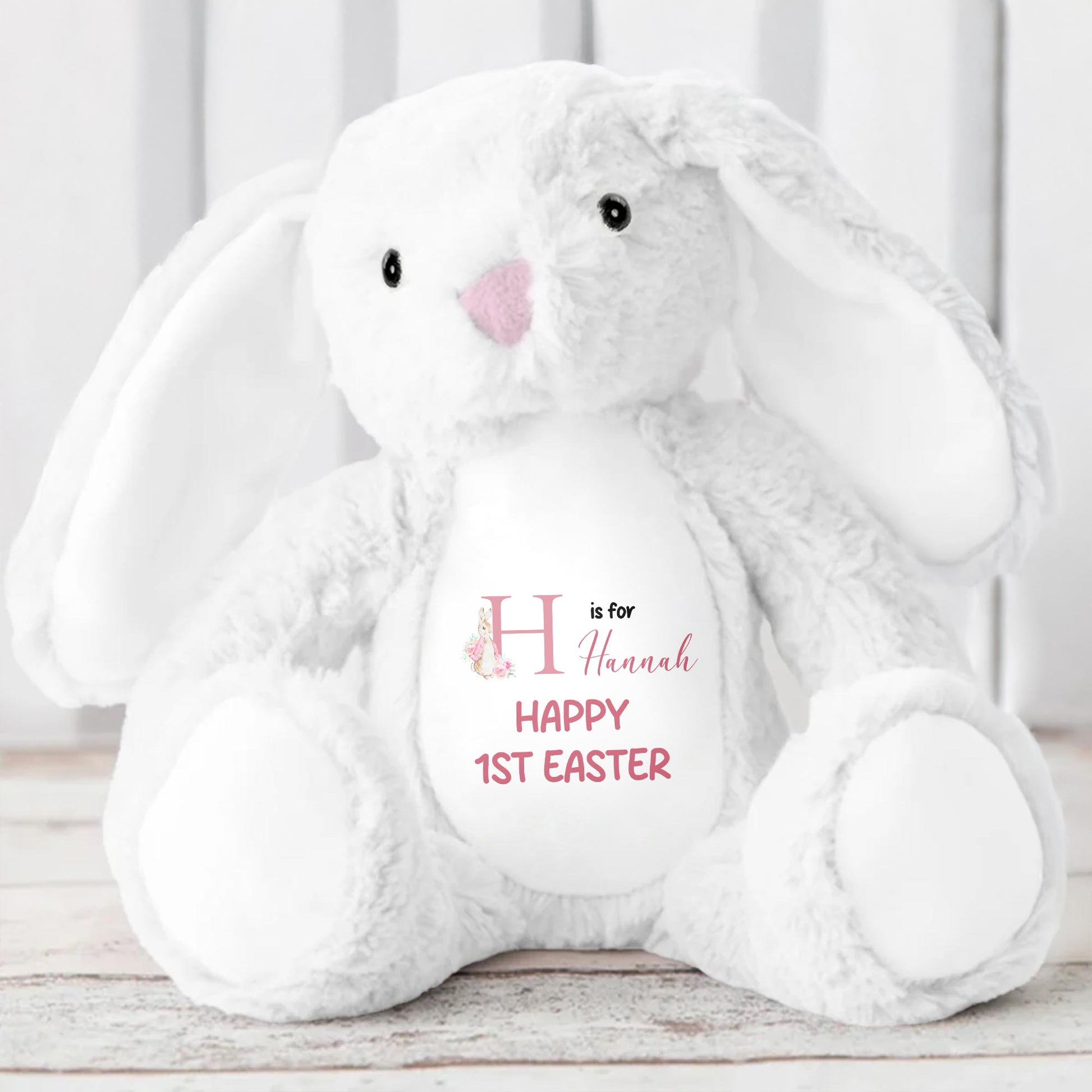 H is for Hannah Happy 1st Easter, Stuffed Bunny