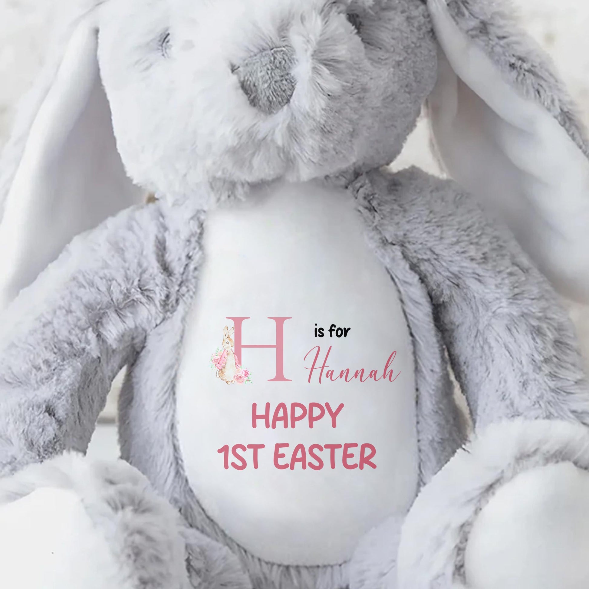 H is for Hannah Happy 1st Easter, Stuffed Bunny