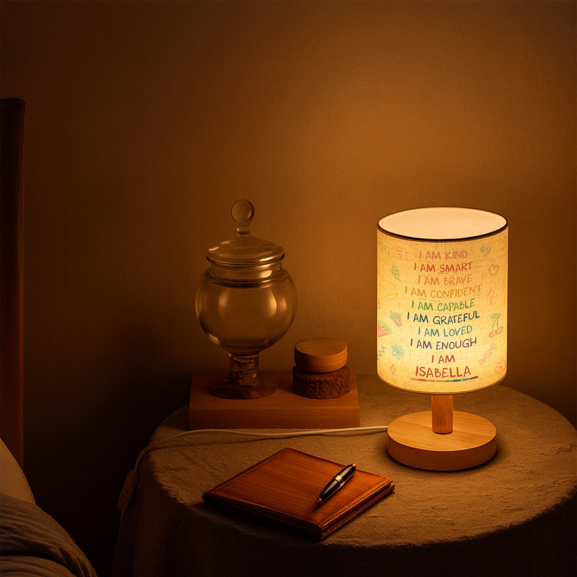 I Am Inspirational Words Fabric Lamp