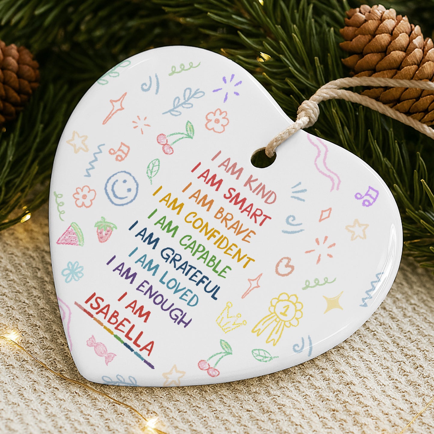 I Am Kind, I Am Smart, Heart Shaped Ornament