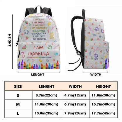I Am Kind Smart Brave, Inspirational Backpack For Kids