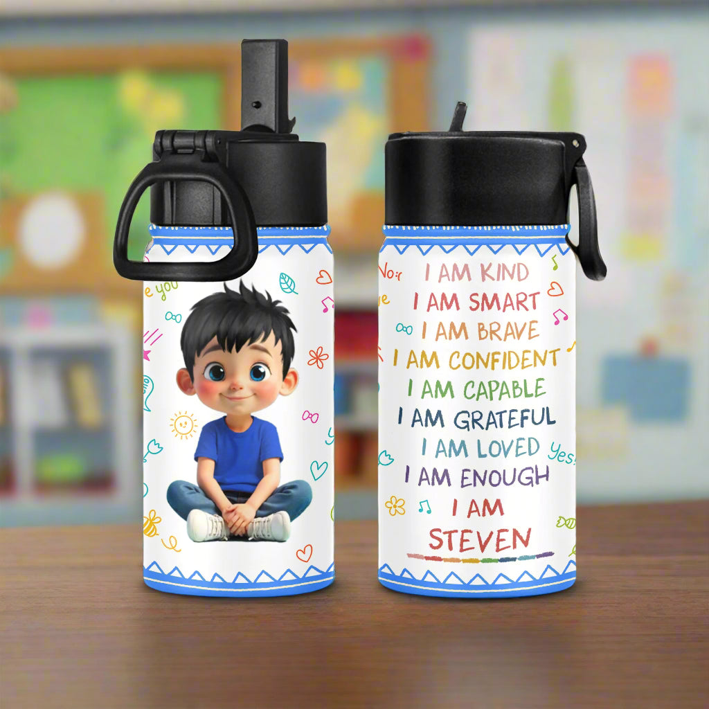 I Am Kind, I Am Smart, Inspirational Cartoon Boy