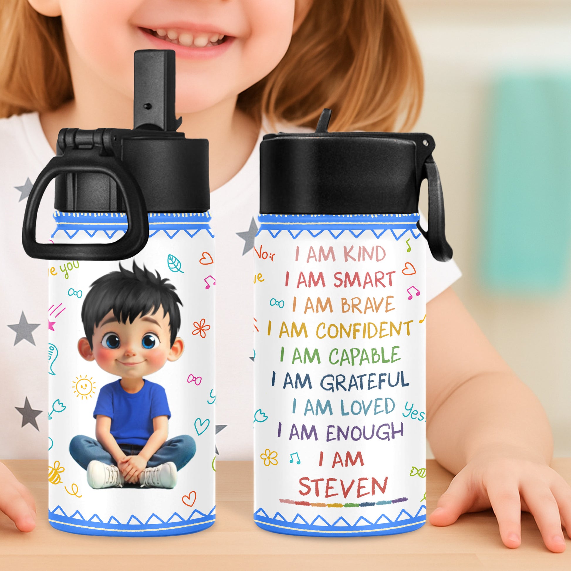 I Am Kind, I Am Smart, Inspirational Cartoon Boy