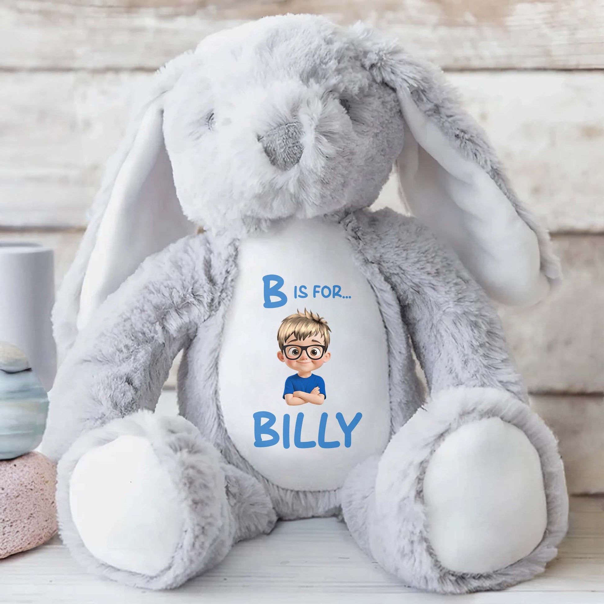 B Is For... Billy, Stuffed Bunny With Cartoon Character
