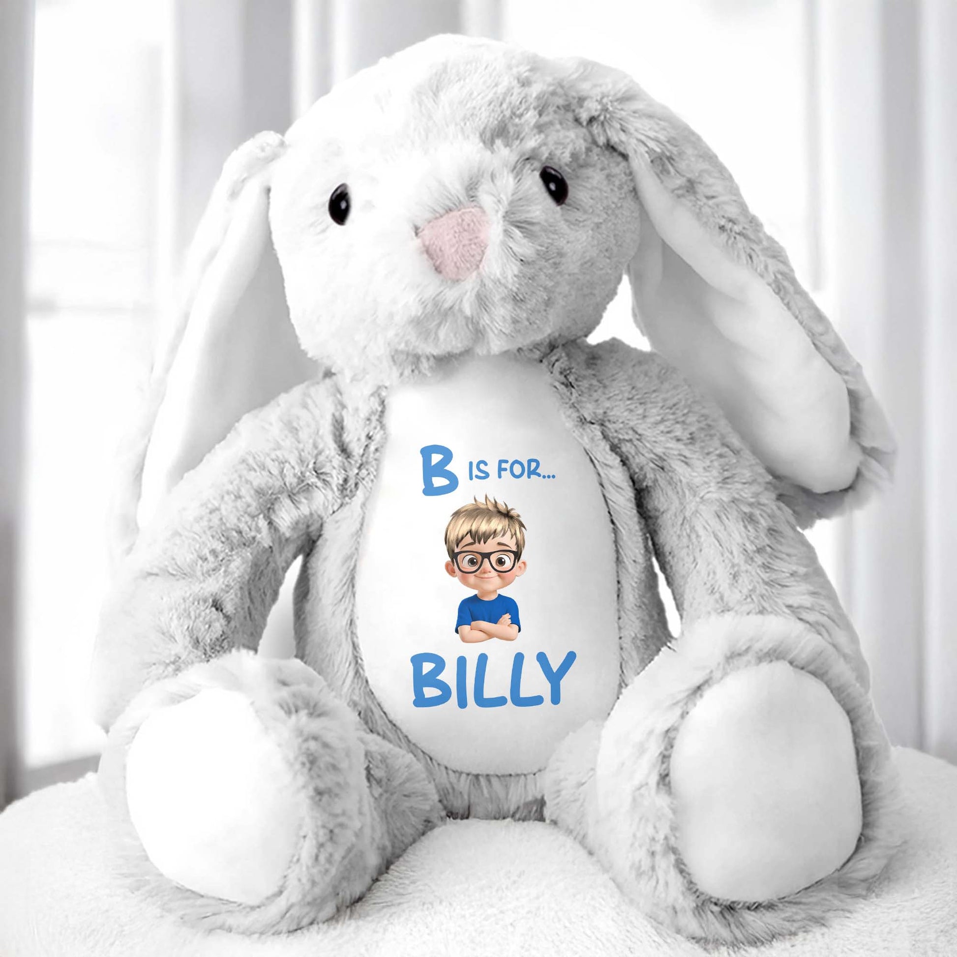 B Is For... Billy, Stuffed Bunny With Cartoon Character