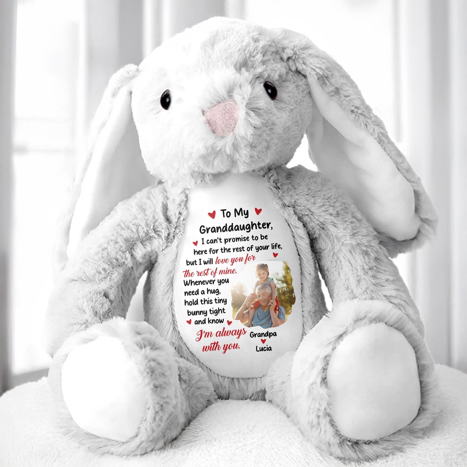 To My Granddaughter, I Can't Promise To Be Here, Stuffed Bunny