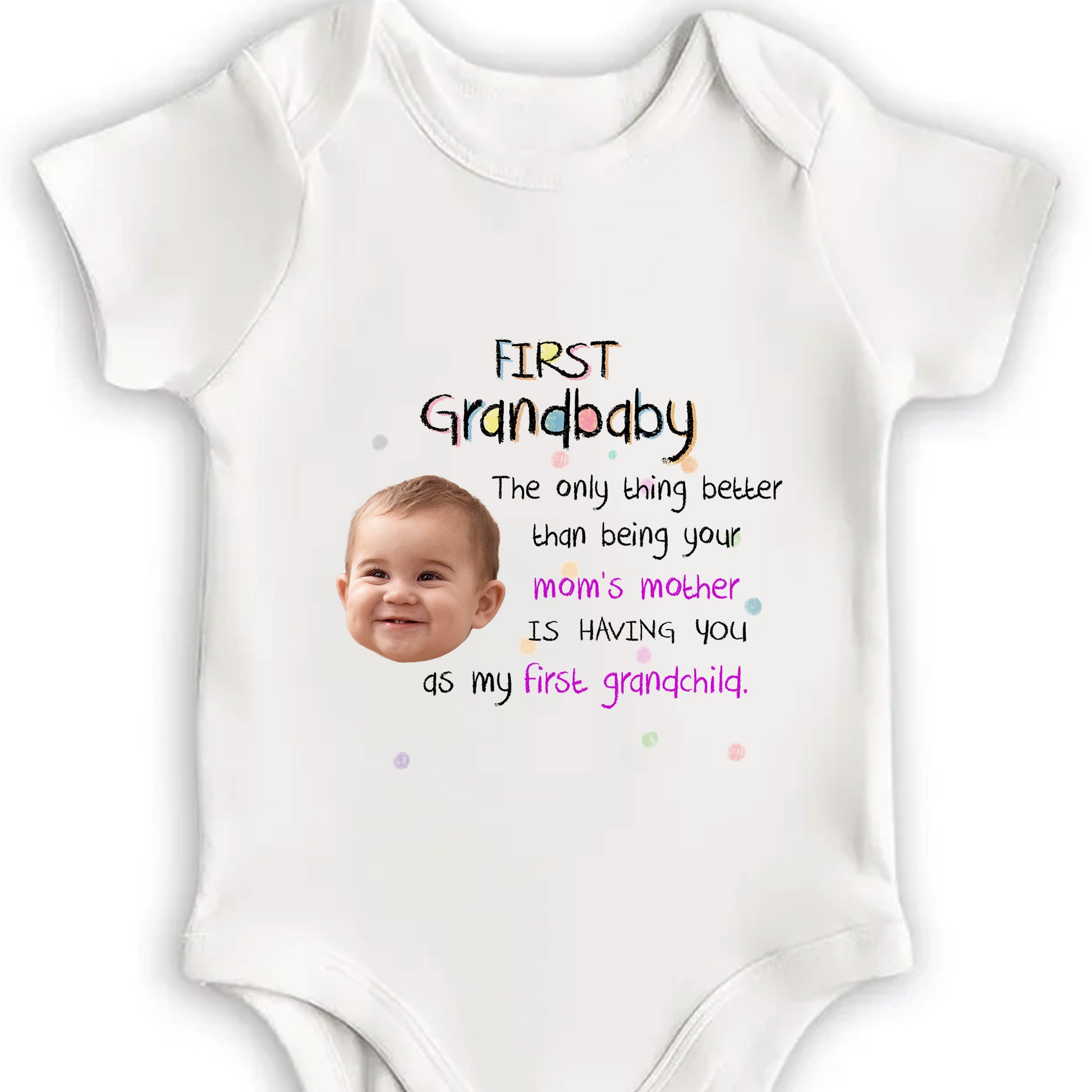 From Grandma with Love: Custom First Grandchild Photo Bodysuit
