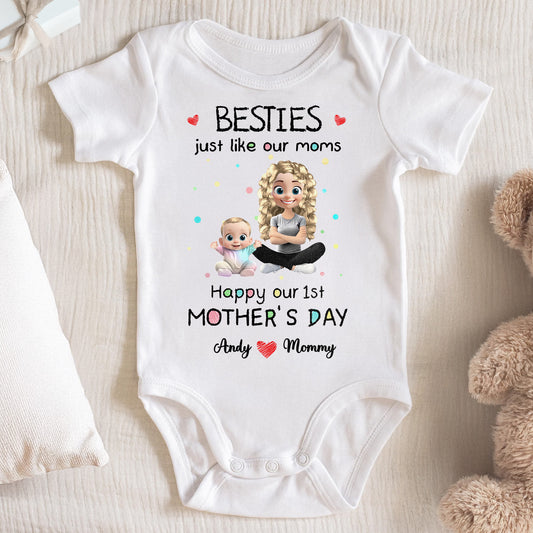 Besties Just Like Our Moms, Happy Our 1st Mother's Day, Animated Mother And Daughter