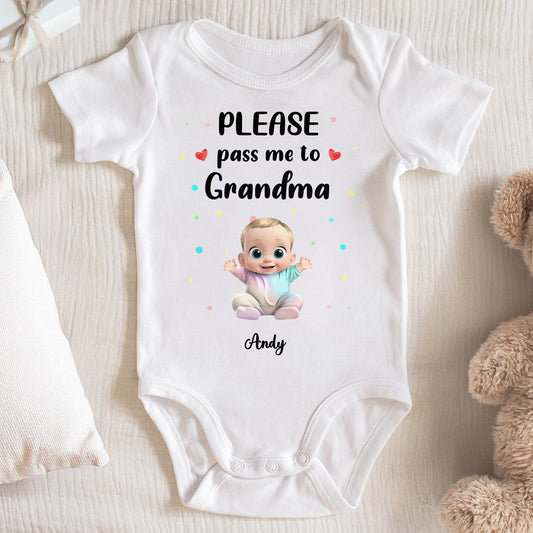 Please Pass Me To Grandma, Baby And Colorful Dots
