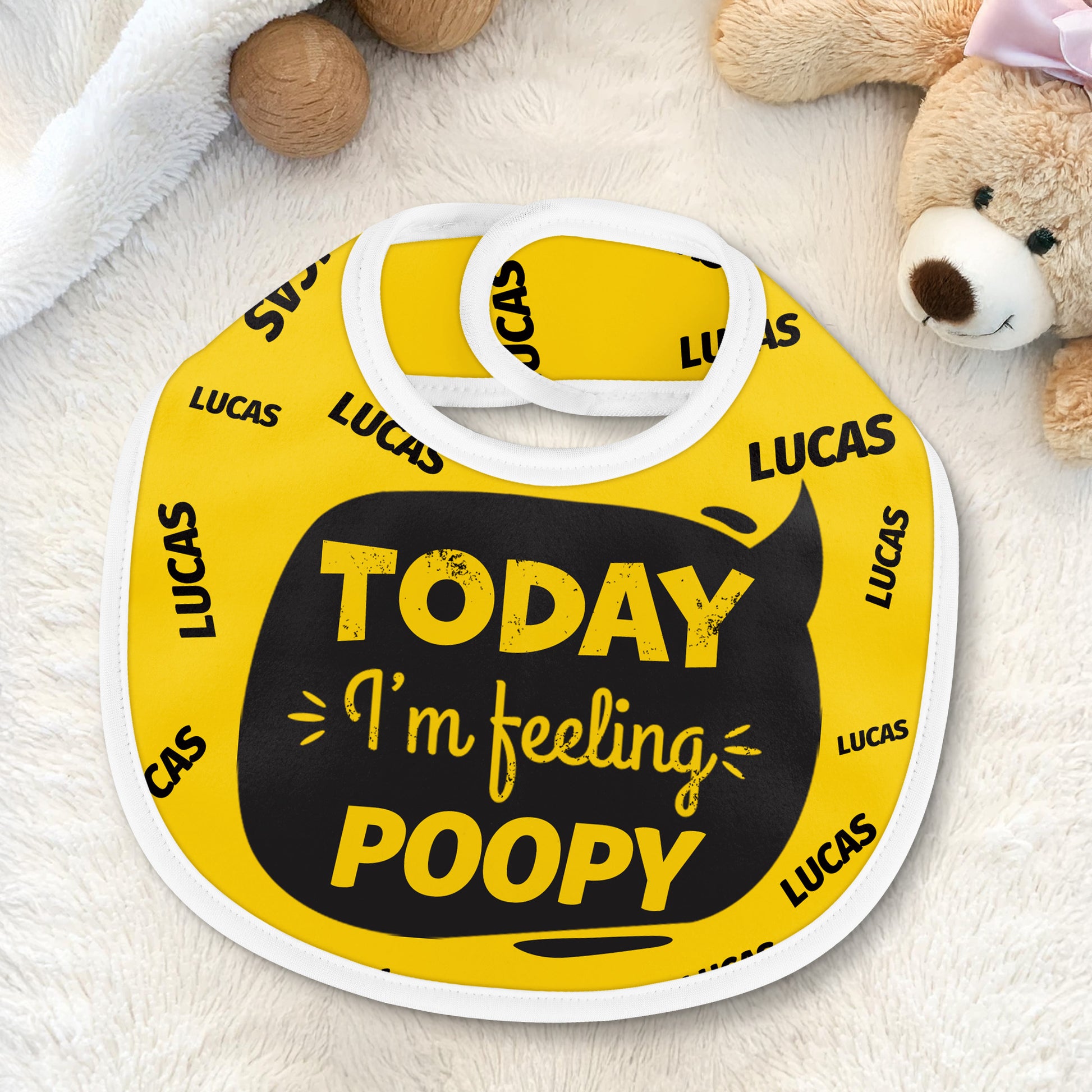 Today I'm Feeling Poopy, Smiling Poop Emoji Bib