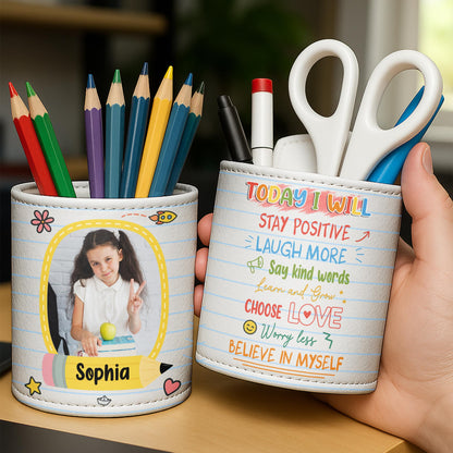 Capture The Joyous School Moments, Heart And Apple Design - Personalized Pen Holder - GRK055_PENH
