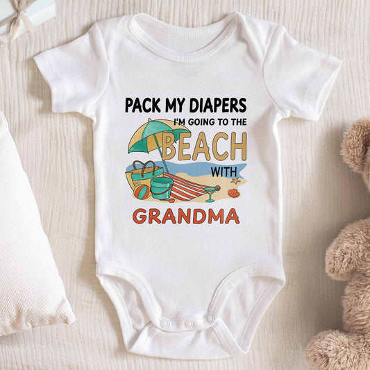Pack My Diapers Going to the Beach With Umbrella and Shell